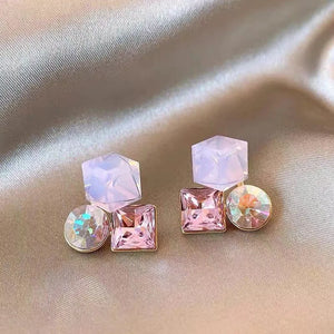 925 Silver Needle Korean Fashion Colorful Cube Crystal Earrings For Women Jewelry 2024 Trending New Sweet Zircon Stud Earrings