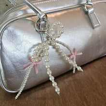 2025 New Korean Fashion Sweet Pearl Bow Keychain Heart Pendant Keyring Y2K Ins Aesthetic Holder for Girl Bag Pendant Accessories