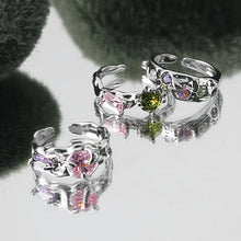 Korean version of ring for women wholesale color zircon niche design, light luxury, sweet and cool style, versatile open ring