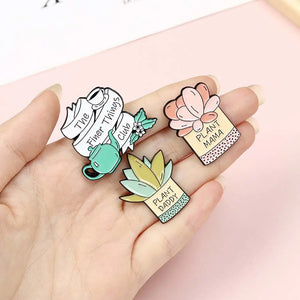 Fashion Cartoon Gardening Badge Plant Brooch Floral Plant Enamel Pin Travel Commemorative Collar Brooch Jewelry Accessories