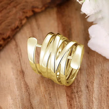 2025 New Korean Style Creative Copper Ring Women's Exaggerated Fashion Smooth Multi Layer Wrapped  Geometric Lines