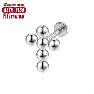 F136 Titanium Piercings Lip Beads CZ Tragus Women Septum Cartilage Spiral Earrings Studs Helix Charming Body Jewelry Wholesale