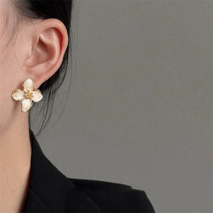 Dropped Glaze Flower Stud Earrings for Women Girl French Ins Vintage 2024 Fashion Korean Wedding Romantic Jewelry Gifts