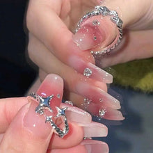 2025 New Korean Silver Color Four Pointed Star Rings For Women Simple Y2k Cross Star Opening Adjustable Finger Ring Jewelry Gift