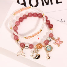 Rose sisi Korean Fashion Girl Heart Holiday Style Bracelet for women Whale Tail bead Bracelets Double Stretch Girl Pendant Retro