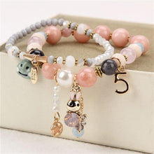 Korea Style Fresh gift for Girls stone Bracelets Daisy Flower Double Bracelet for women Ladies Jewelry for women Rabbit Pendant