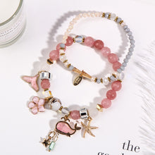 Rose sisi Korean Fashion Girl Heart Holiday Style Bracelet for women Whale Tail bead Bracelets Double Stretch Girl Pendant Retro