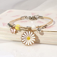 Cute Girls Friends Bracelet Alloy Beads Handmade Multilayers Bracelet Flower Pendant Bangle Jewelry