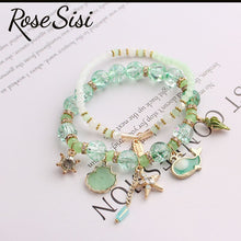 Rose sisi Korean style fresh bracelet for woman Beach style crystal glass beads dolphin shell women's Wrist bracelet Friendship