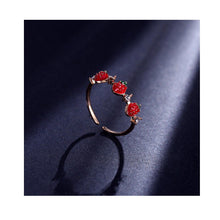 ONEVAN Rhinestones Sweet Fruit Red Strawberry Open Adjustable Finger Rings For Women Girls Party Gifts