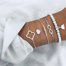 New Women Shell Moon bracelet Set For Ladies Map Heart Charm crystal Bead Rope chains Bangle Boho Jewelry Gift