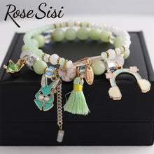 Rose sisi Korean style fresh bracelet for woman Beach style crystal glass beads dolphin shell women's Wrist bracelet Friendship