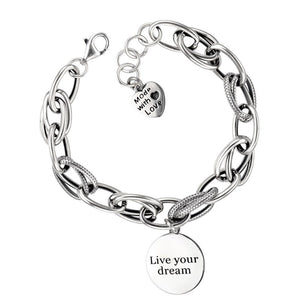 XIYANIKE Silver Plated  Korean Love Pendant Bracelet Retro Thai Silver Thick Chain Round Letter Bracelet Female Jewelry