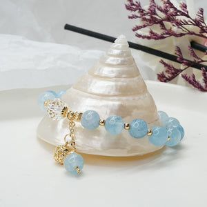 New Arrival Vintage Sky Blue Stones Beaded Bracelets for Women Natural Freshwater Pearls Fashion Jewelry Accessories YBR524