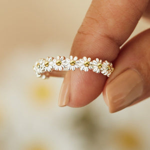 Vintage Daisy Rings For Women Cute Flower Ring Adjustable Open Cuff Wedding Engagement Rings Female Jewelry Bague