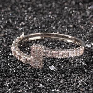 THE BLING KING CZ Custom Opened Square Zircon Bracelet Iced Out CZ  Bracelet Gold silver color For Men Luxury  Drop Shipping
