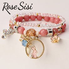 Rose sisi Korean style браслеты на руку женкие rabbit crystal bracelet women's bow pendant friends friendship bracelets