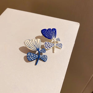 White Blue Painting Leaf Flower Earrings For Women 2022 New Chic Jewelry Personality pendientes