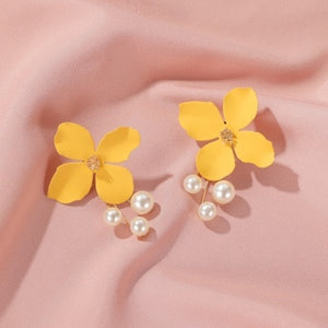 Summer small fresh forest sweet flower earrings net red wild crystal earrings earrings hit color earrings ear hooks