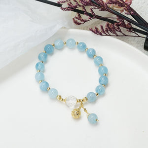 New Arrival Vintage Sky Blue Stones Beaded Bracelets for Women Natural Freshwater Pearls Fashion Jewelry Accessories YBR524