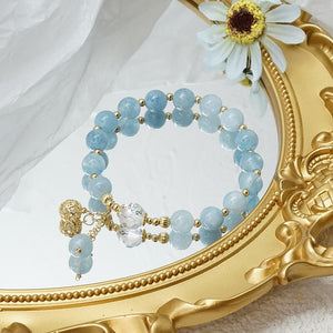 New Arrival Vintage Sky Blue Stones Beaded Bracelets for Women Natural Freshwater Pearls Fashion Jewelry Accessories YBR524