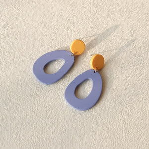 AOMU 2021 Korea Fashion Vintage Geometric Irrgular Big Earrings Hit Color Acrylic Long Dangle Drop Earrings for Women Jewelry