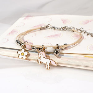 Cute Girls Friends Bracelet Alloy Beads Handmade Multilayers Bracelet Flower Pendant Bangle Jewelry