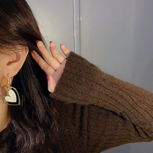 2022 Trend Korean Style Romantic Dangle Earrings Cute Women's Geometric Heart Earrings Punk Jewellery Party Unusual Earring Gift