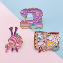 Cartoon Cute Pink Sewing Machine Knitting Yarn Books Scissors Enamel Brooch Alloy Badges Clothes Bags Pins Accessories Jewelry