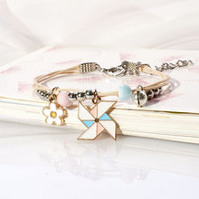 Cute Girls Friends Bracelet Alloy Beads Handmade Multilayers Bracelet Flower Pendant Bangle Jewelry