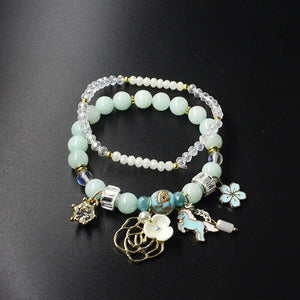Rose sisi Japanese and Korean style best friend beaded bracelets for women jewellery Women's Set bracelets Flower moon Pendant