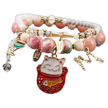 Korean style new crystal bracelet women's multi-element fashion lucky cat pendant Friendship bracelet student jewelry for women