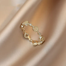 Sweet Heart-shaped Opals Zircon Gold Color Open Rings For Womans 2022 Korean Fashion Jewelry Girl&#39;s Finger Elegant  Accessories