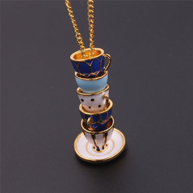 Fashion Womens Mens Necklace Teacup  Necklace Cups Pendant Necklace 2022 Long Necklaces Enamel Tea Cups Jewelry on The Neck