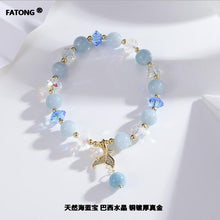 2022 natural crystal bracelet female natural strawberry powder crystal sea blue hair crystal opals fishtail bells of the new