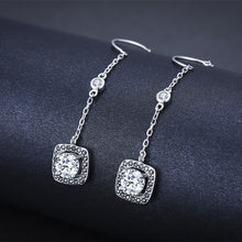 2022 New Romancit Silver Color Jewelry Engagement Flower Drop Earrings For Women Black Spinel Female Earring Gift I084