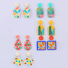 Donarsei Fashion Plant Printing Drop Earrings For Women Cute Cactus Flower Acrylic Dangle Earrings Gift