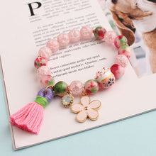 Rose sisi Korean Fashion Girl Heart Holiday Style Bracelet for women Whale Tail bead Bracelets Double Stretch Girl Pendant Retro