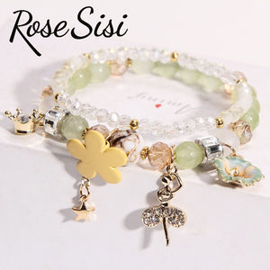 Rose sisi Korean style crystal flower shell bracelet femme браслеты на руку simple fresh student pendant bijoux femme present