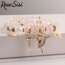 Rose sisi Korean style bead Bracelets on hand dance girl heart-shaped pendant elastic bracelet for women Jewelry for women