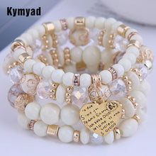 Kymyad Ethnic Bracelet Crystal Beads Bracelets Glasses Resin Stone Bracelets For Women Beaded Charm Bracelet Femme Wrist Jewelry