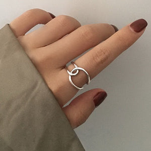 Silver Color Vintage Layered Women&#39;s Open Rings Adjustable Large Chains Irregular Finger Rings  For Women Men Party Jewelry Gift