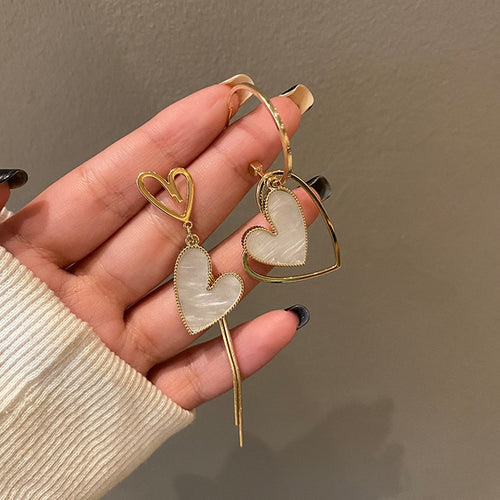 2022 Trend Korean Style Romantic Dangle Earrings Cute Women's Geometric Heart Earrings Punk Jewellery Party Unusual Earring Gift