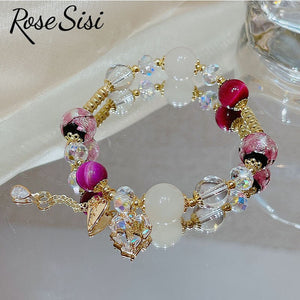 Rose sisi Korea style new holiday style crystal bracelet for women's fashion exquisite love bracelets jewelry gift for girl