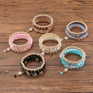 Kymyad Ethnic Bracelet Crystal Beads Bracelets Glasses Resin Stone Bracelets For Women Beaded Charm Bracelet Femme Wrist Jewelry