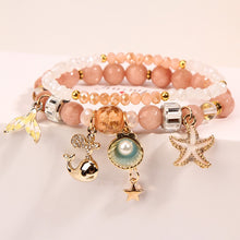 Rose sisi Korean Fashion Girl Heart Holiday Style Bracelet for women Whale Tail bead Bracelets Double Stretch Girl Pendant Retro