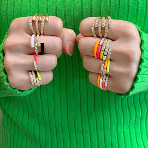2020 summer new colorful Neon enamel open adjusted finger ring for women fluorescent fashion jewelry