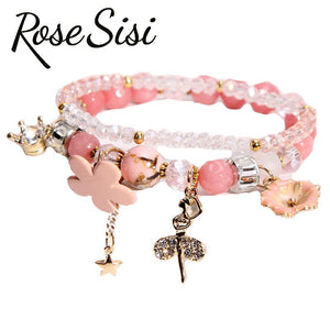 Rose sisi Korean style crystal flower shell bracelet femme браслеты на руку simple fresh student pendant bijoux femme present