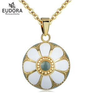 Eudora New Original Enamel Craft Holy Flower Bell Ball Pendant Harmony Bola Ball Necklace Angel Caller Mexican Bola Ball Jewelry