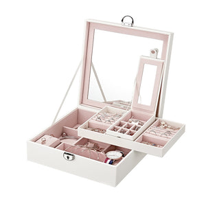Casegrace Multi-Layer Jewelry Box Organizer Large PU Leather Velvet Storage Case For Watch Earrings Necklace Ring Jewellery Box